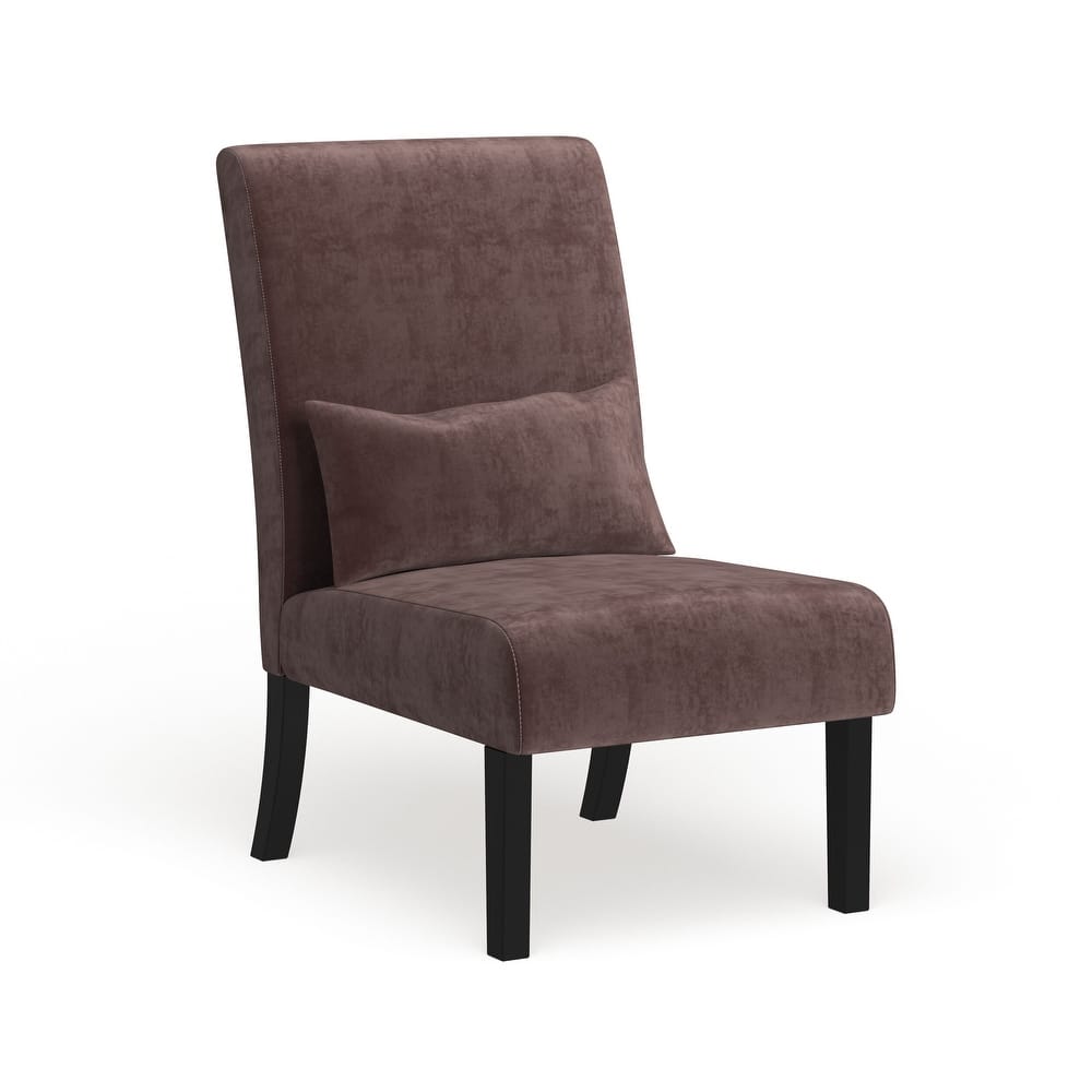 Porch & Den Vista Armless Chenille Accent Chair w/ Kidney Pillow