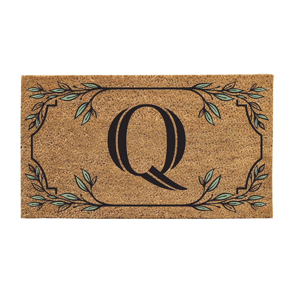 28 in. x 16 in. Monogram Coir Mat, Letter "Q"