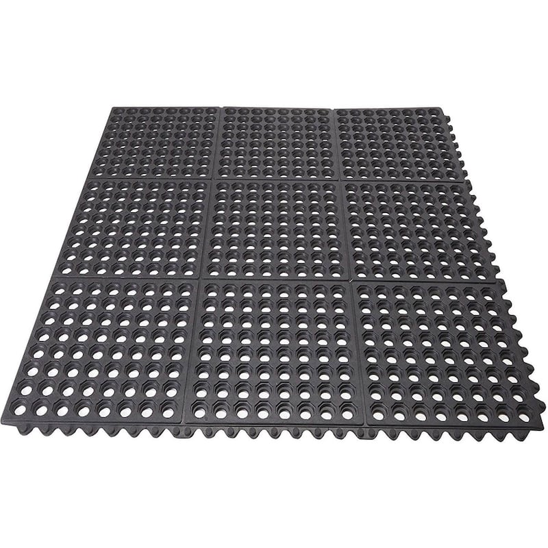 Interlocking Anti Fatigue Rubber Floor Mat, 4 pack, 36 In. x 36 In