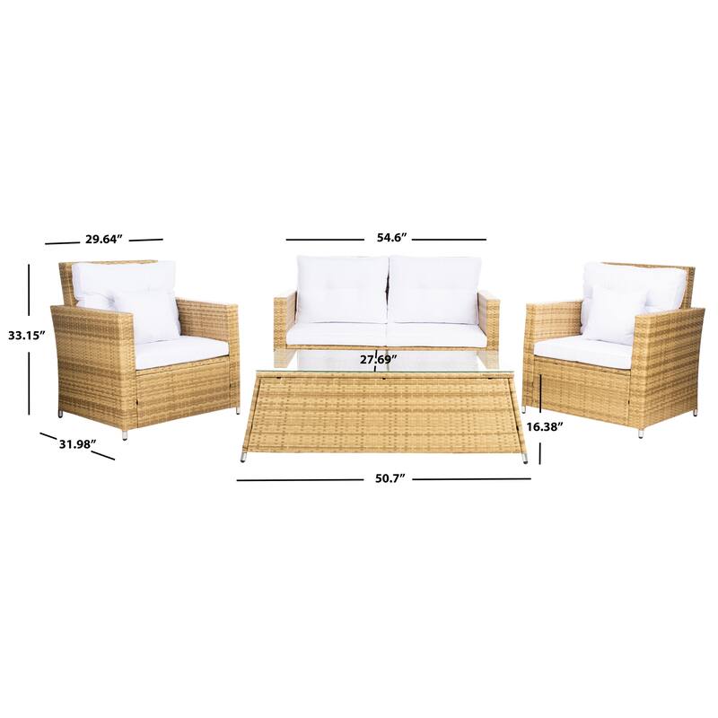 SAFAVIEH Outdoor Living Lorma 4-Piece Patio Set - 55"W x 32"D x 33"H