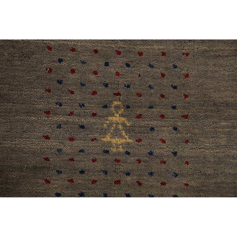 Gabbeh Oriental Area Rug Hand-Knotted Wool Carpet - 8'0" x 9'11"