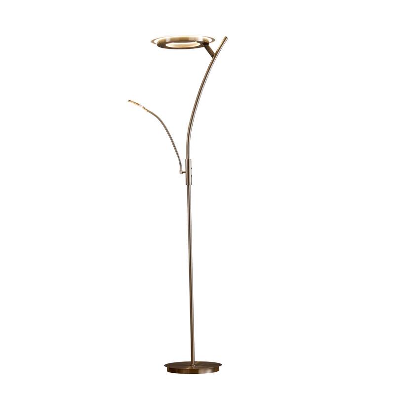 Modern LED Torchiere Floor Lamp 71" Touch Dimmer, Satin Nickel - SATIN NICKEL