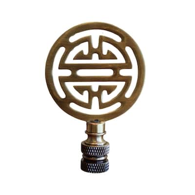 Vintage Scroll Solid Brass Lamp Finial Antique Brass, 2.8"h