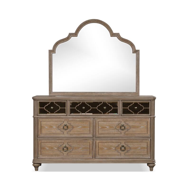 Furniture of America Aveline Modern Rustic Oak 5-Piece Solid Wood Panel Bedroom Set