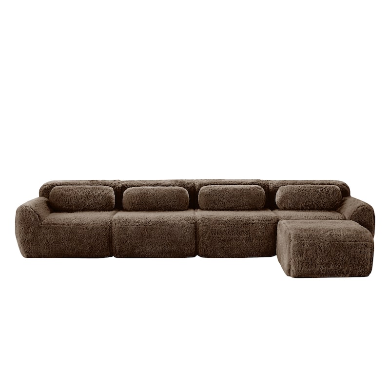 148.8 Inch Modular Couch with Ottoman, Comfy Couches, L Shaped 4 Seat Sofa, Modern Sectional Couches for Living Room