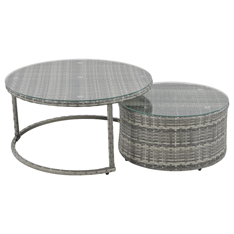 9-Pieces Outdoor Patio Rattan Furniture Set Sectional Conversation