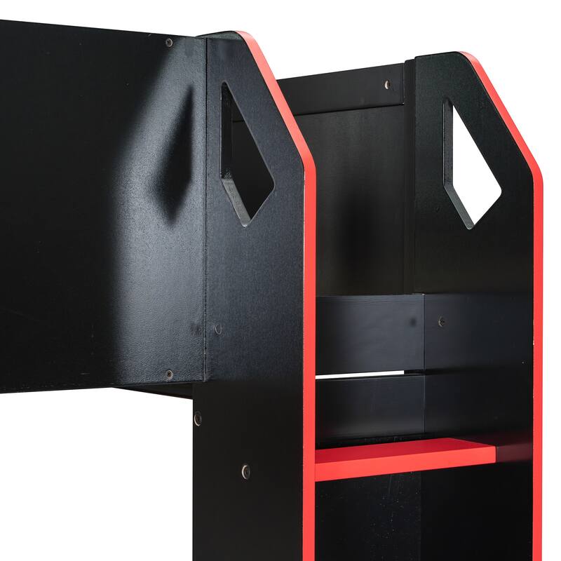 Full Size Gamer Loft Bed with Adjustable Desk, RGB Light Strip and Charging Station by Harper&Bright Designs