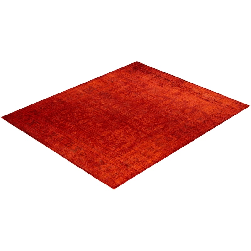 Overdyed One-of-a-Kind Hand-Knotted Area Rug - Orange - 8' 2" x 9' 10"