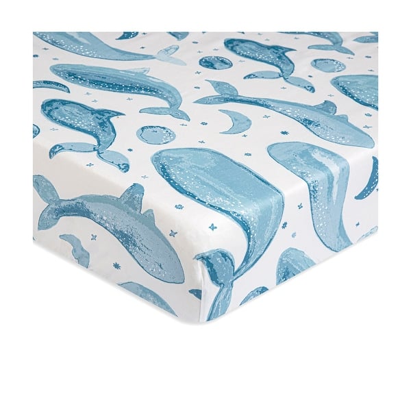 slide 2 of 19, Crane Baby Caspian Crib Fitted Sheet Whale