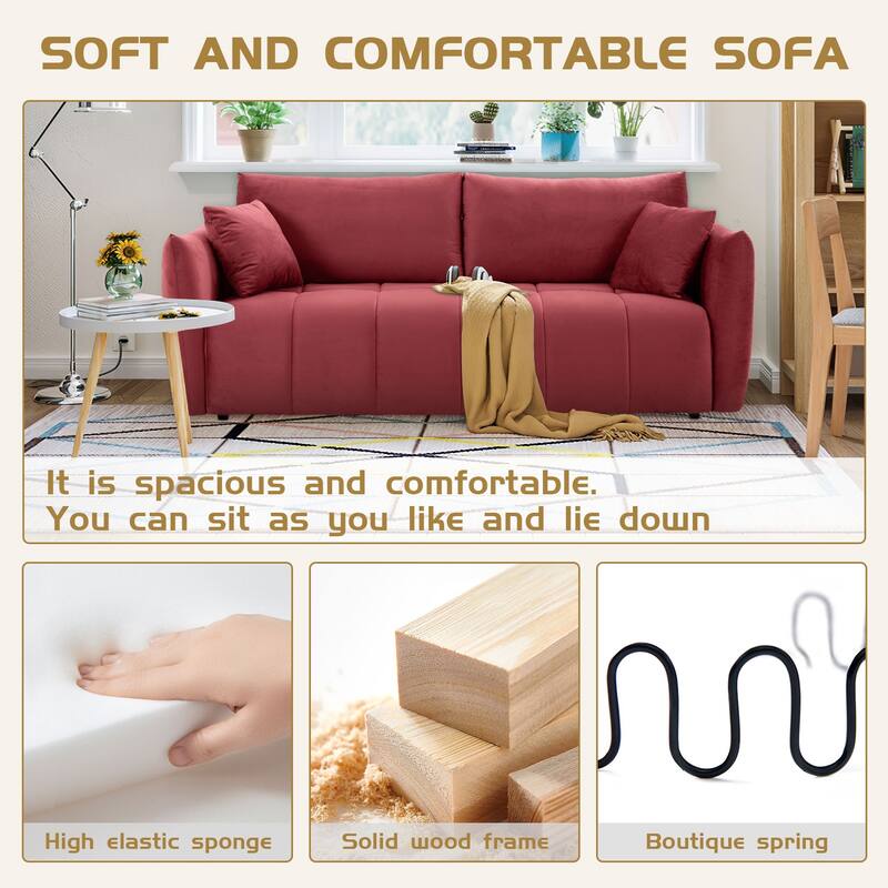 Mid-Century Modern 3-Seater Soft Sofa for Living Room, Apartment, Lounge, Bedroom