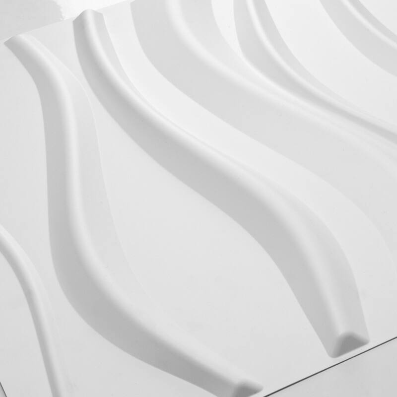 White PVC 3D Panel for Interior Wall Decor, Wavy Textured Tile,19.7 x 19.7in.(32 sq.ft/box) - N/A