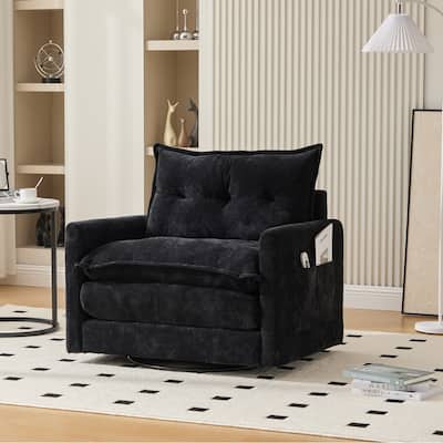 GALDWIN Chenille Upholstered 360°Degree Swivel Mid Century Modern Arm Chair for Living Room