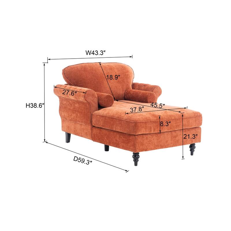 Oversized Chaise Lounge Indoor,Chenille Single Sofa Bed with Wide Seat,Upholstered Lazy Sleeper Armchair,Reading Couch Set