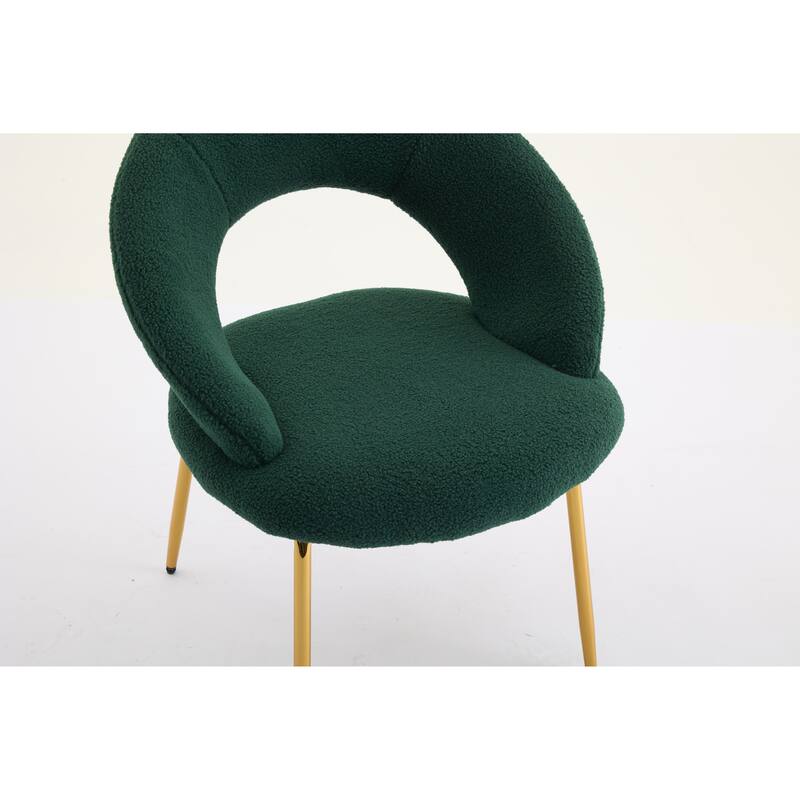 Teddy Fabric Dining Accent Chairs with Curved Backrest and Gold Metal Legs - 250lb Capacity