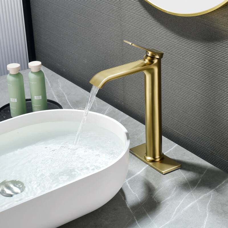 10.9"H Solid Brass Single-handle Bathroom Sink Faucet