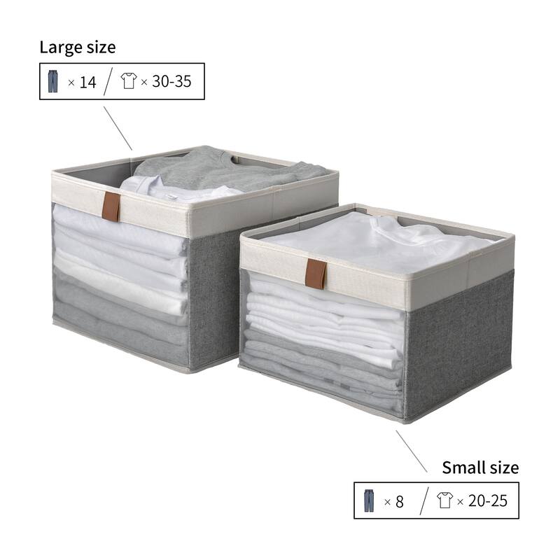 StorageWorks Foldable Storage Bins, Set of 3, Gray&White