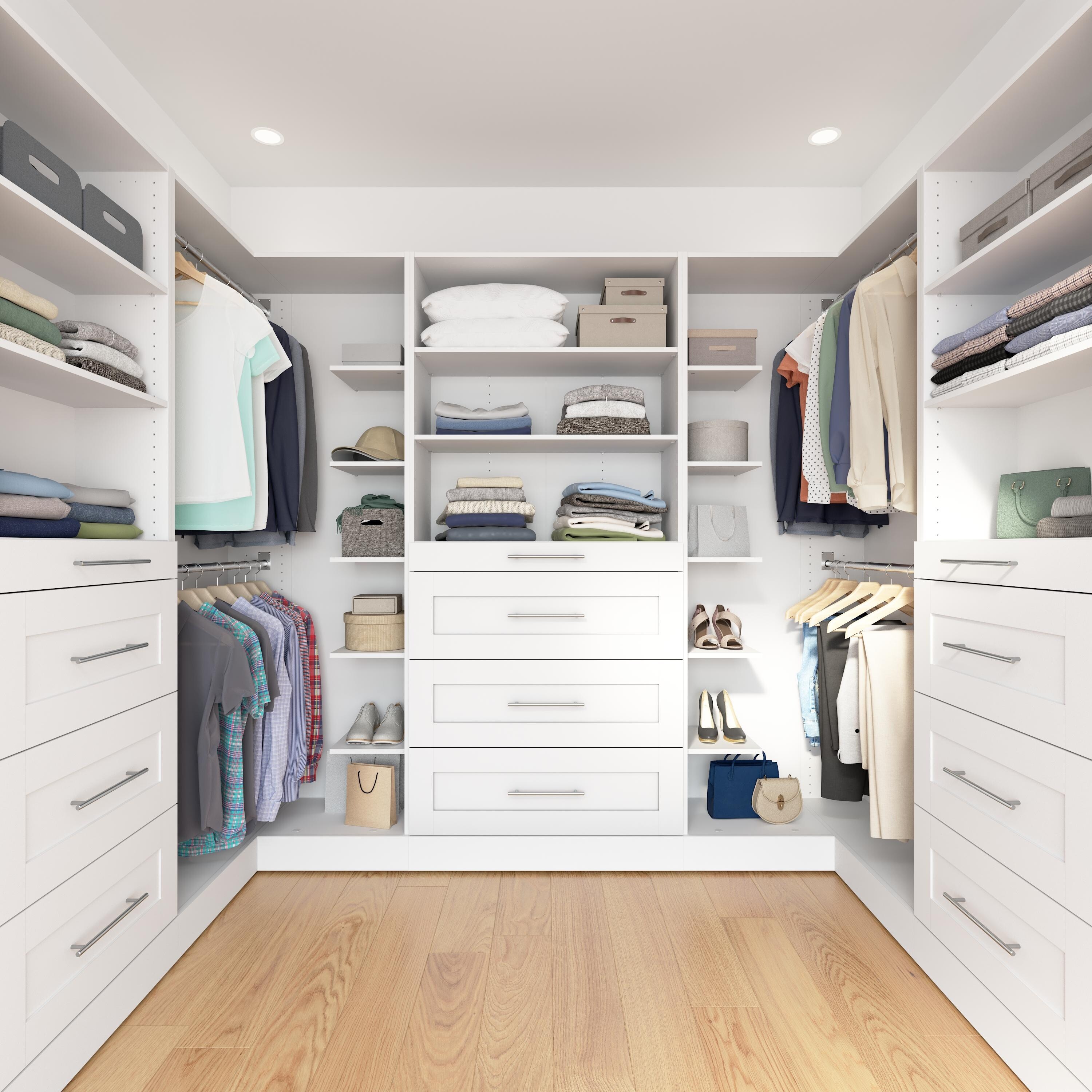 Bestar Florence 105W x 61D U Shaped Walk-In Closet System, Shaker