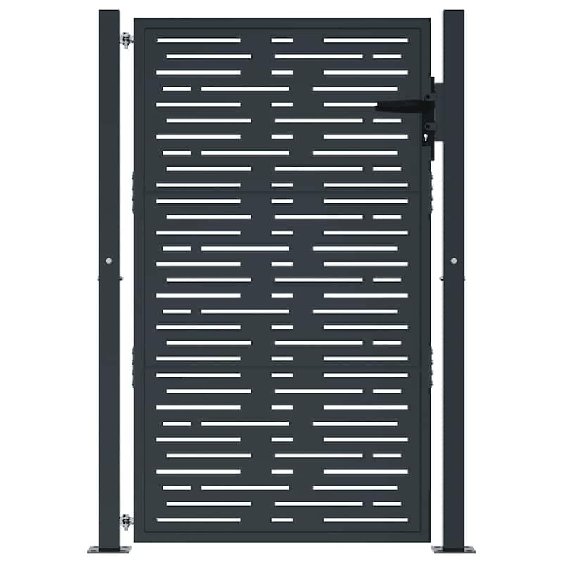 vidaXL Garden Gate Decorative Door Outdoor Anthracite Steel Square Design - 43.3 x 61.0"