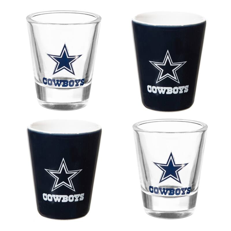 4-Piece Ceramic and Glass 2 oz. Shot Glass Set, Dallas Cowboys
