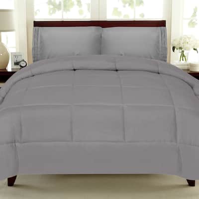 Plush Solid Color Box Stitch Down Alternative Comforter