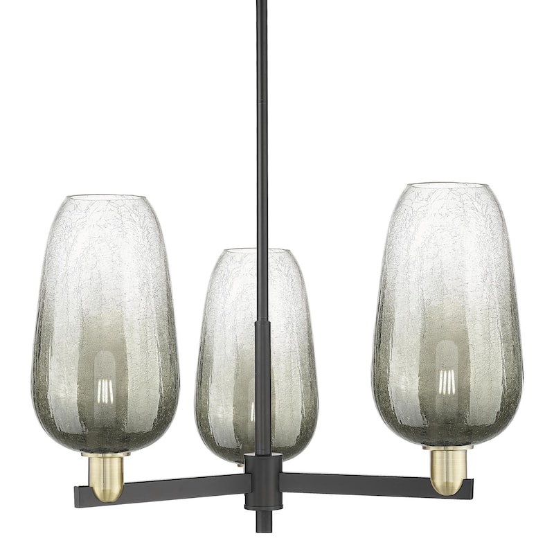 Innovations Lighting 716-3CR-17-18 Brookhaven Flute Chandelier - Black Antique Brass / Slate