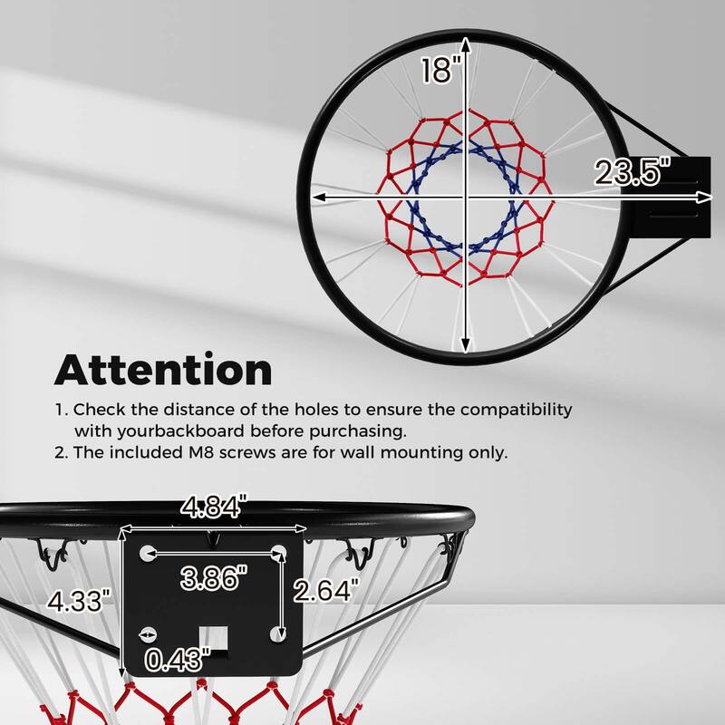Costway 18" Basketball Rim with Double Springs & All Weather Net for - See Details