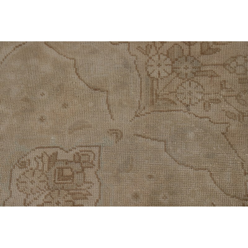 Tabriz Persian Vintage Area Medallion Beige Wool Carpet - 8'4" x 11'1"