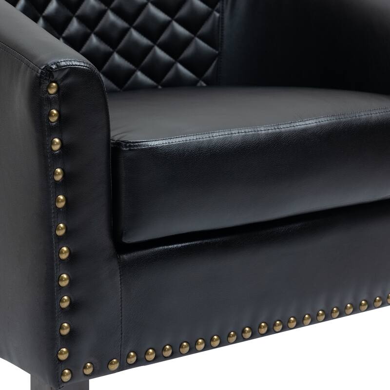 Faux Leather Barrel Accent Chair