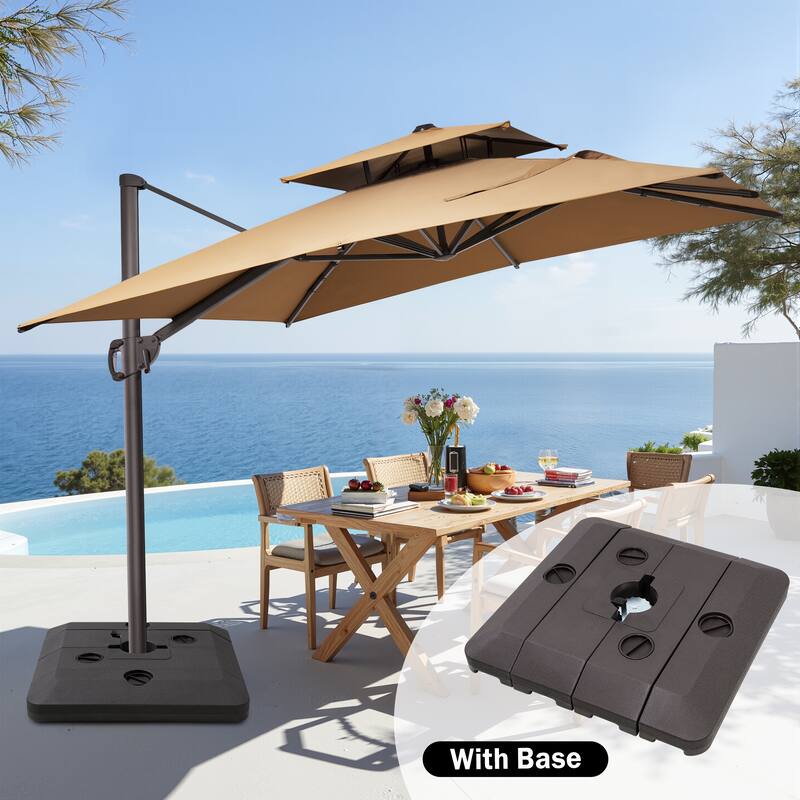 11 x 9 ft Patio Cantilever Offset Umbrella with Base Stand