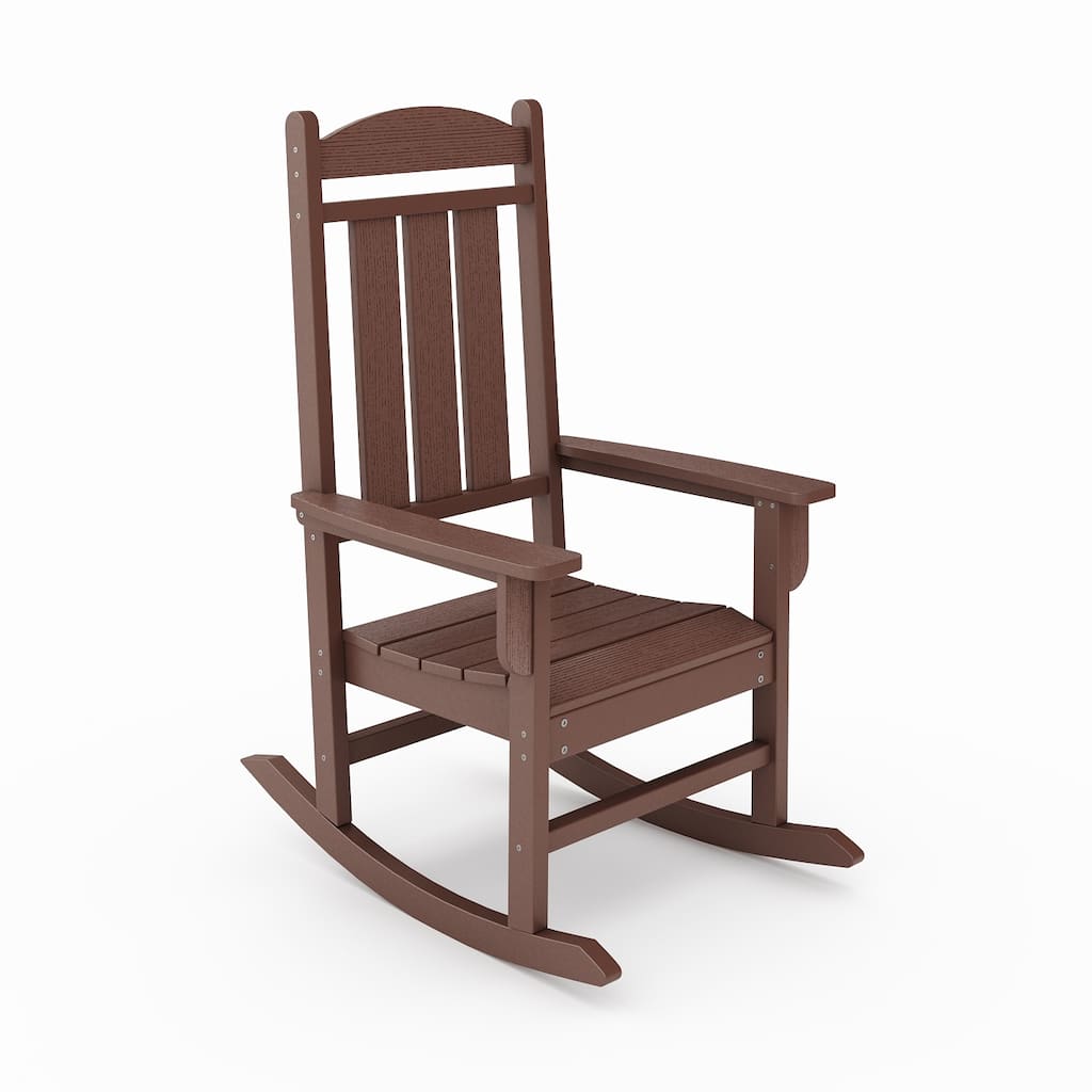 Pecan Traditional Porch Rocker - Classic Hdpe Poly Lumber For Porch (Excluding the table)
