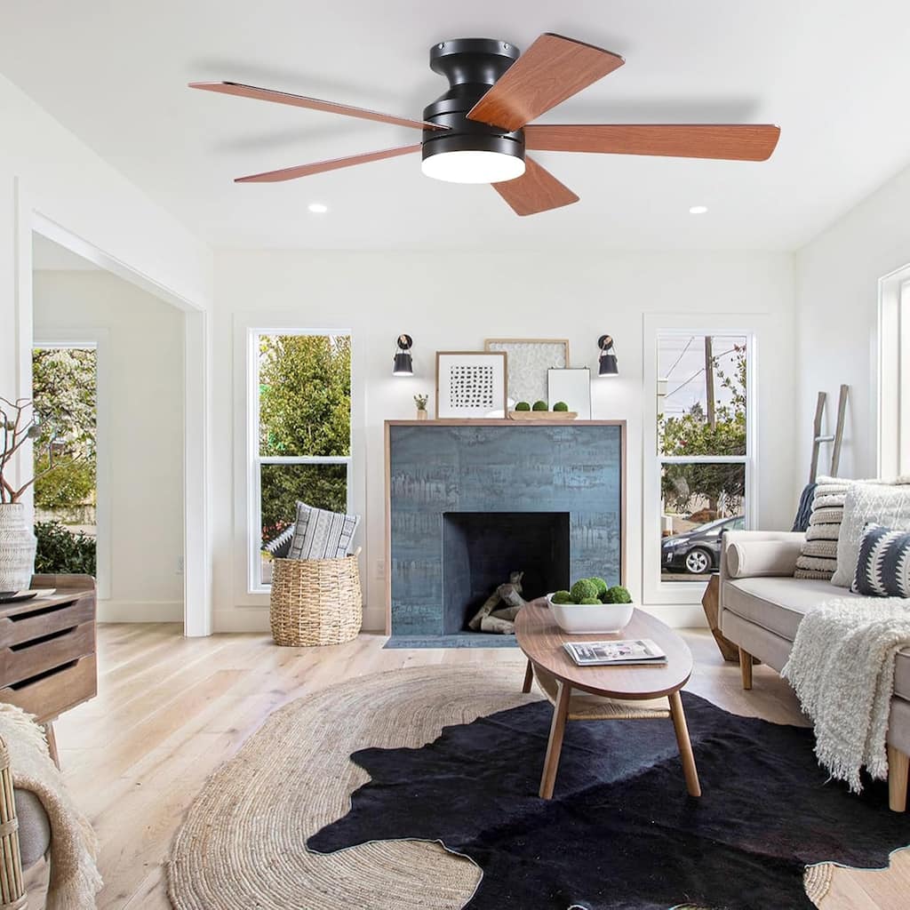 46 Inch Modern Ceiling Fan with 5 Blades Remote and APP Control for Bedroom Living Room - 46 Inches