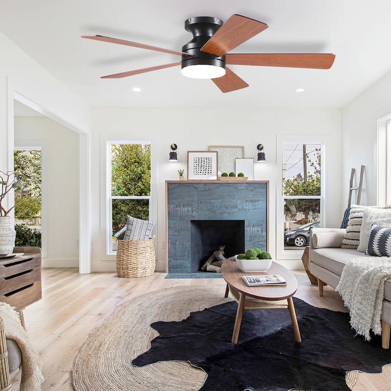 46 Inch Modern Ceiling Fan with 5 Blades Remote and APP Control for Bedroom Living Room - 46 Inches