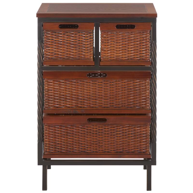 SAFAVIEH Lauretta 4-Drawer Dark Walnut Storage Shelf - 21Wx14Dx32H