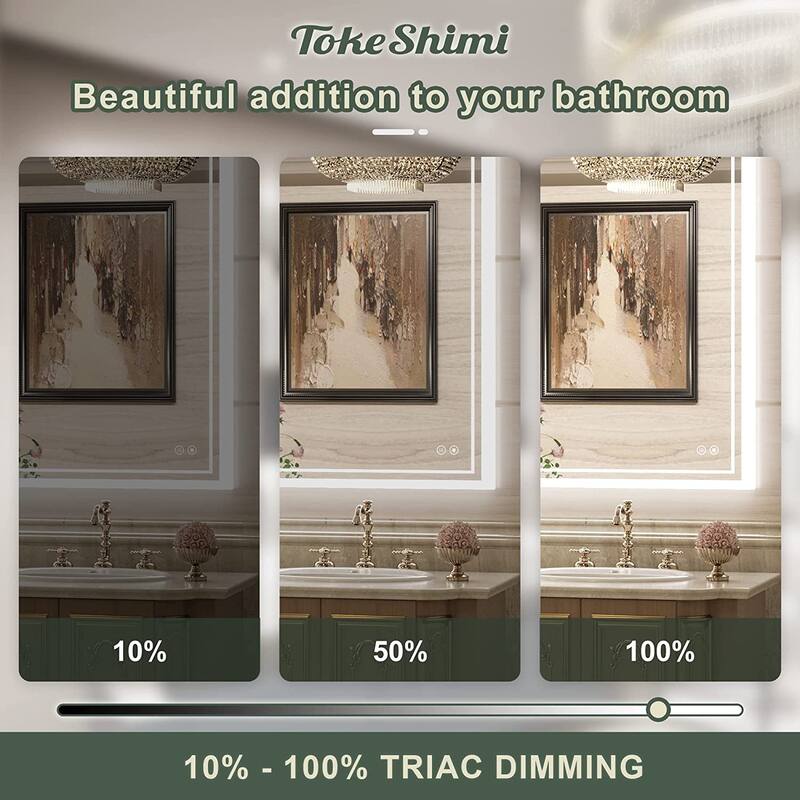 TokeShimi LED Bathroom Vanity Mirror, Anti-Fog Dimmable Wall Mirror
