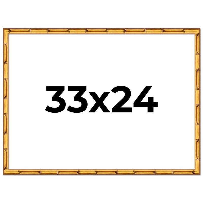 33x24 Frame Gold Bamboo Picture Frame Modern Photo Frame Includes UV Acrylic Shatter Guard Front Acid Free Foam Backing Board