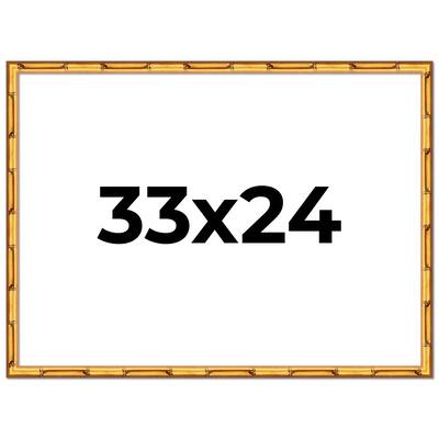 33x24 Frame Gold Bamboo Solid Wood Picture Frame | 1 Inch Moulding