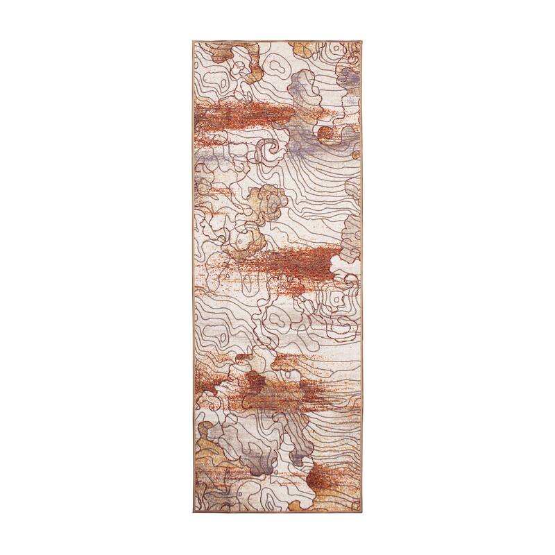 My Magic Carpet Machine Washable Rug Vienna Abstract Natural