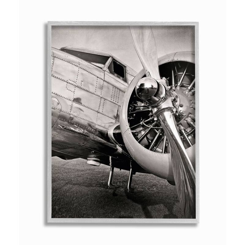 Stupell Old School Vintage Airplane Propeller Black And White Photograph Framed Wall Art