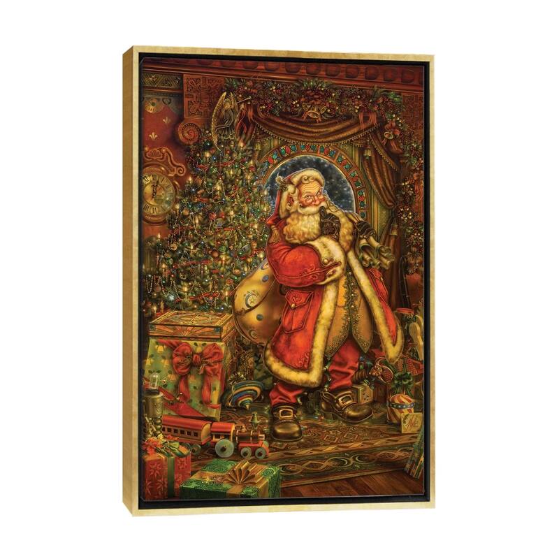 iCanvas "Christmas Presence" by Myles Pinkney Framed Canvas Print - Gold - 26x18