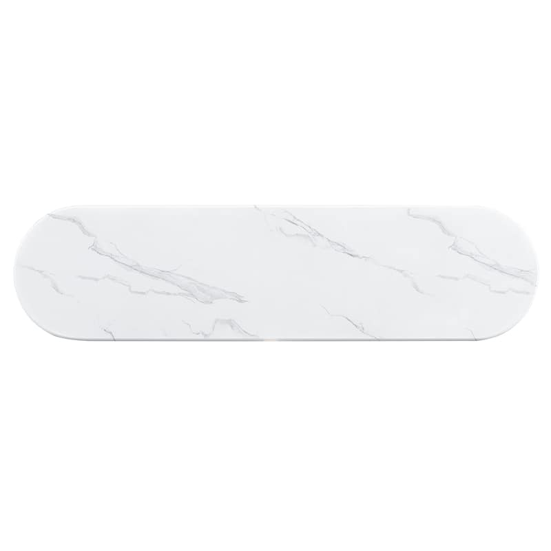 Console Table, Entryway Table with Oval Faux Marble Top