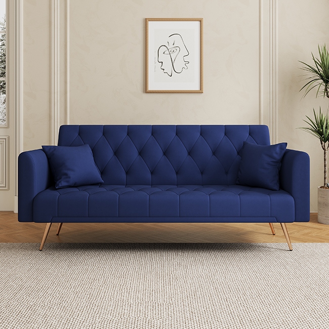 Royal blue sleeper sofa top
