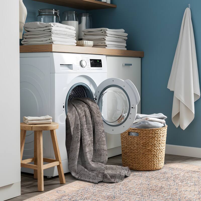 Beige Classic Washable Rug - Flat Pile, Non-Slip, Versatile for Any Room