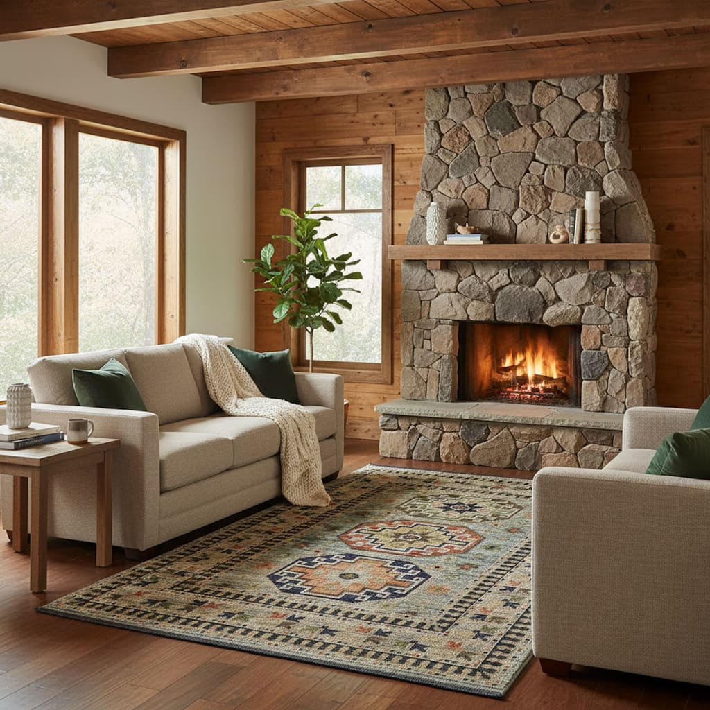 Landon Tribal Triple Medallion Wool Blend Area Rug