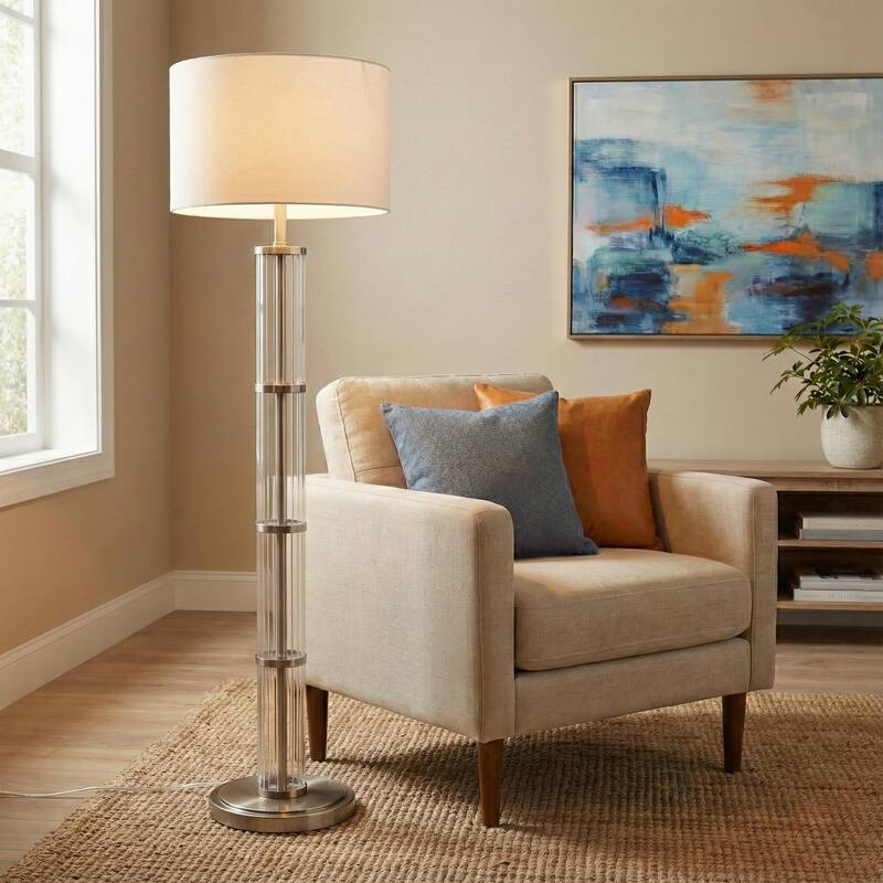Willed Clear Glass Brushed Nickel Modern Floor Lamp - Brushed Nickel