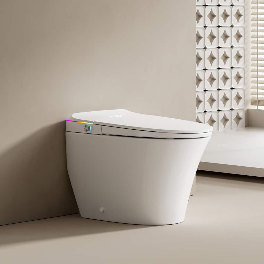 Zarautz Elongated Smart Bidet Toilet Combo with Clean Foam Shield Splash Proof, Heated Seat, Dryer & Foot/Remote Flush