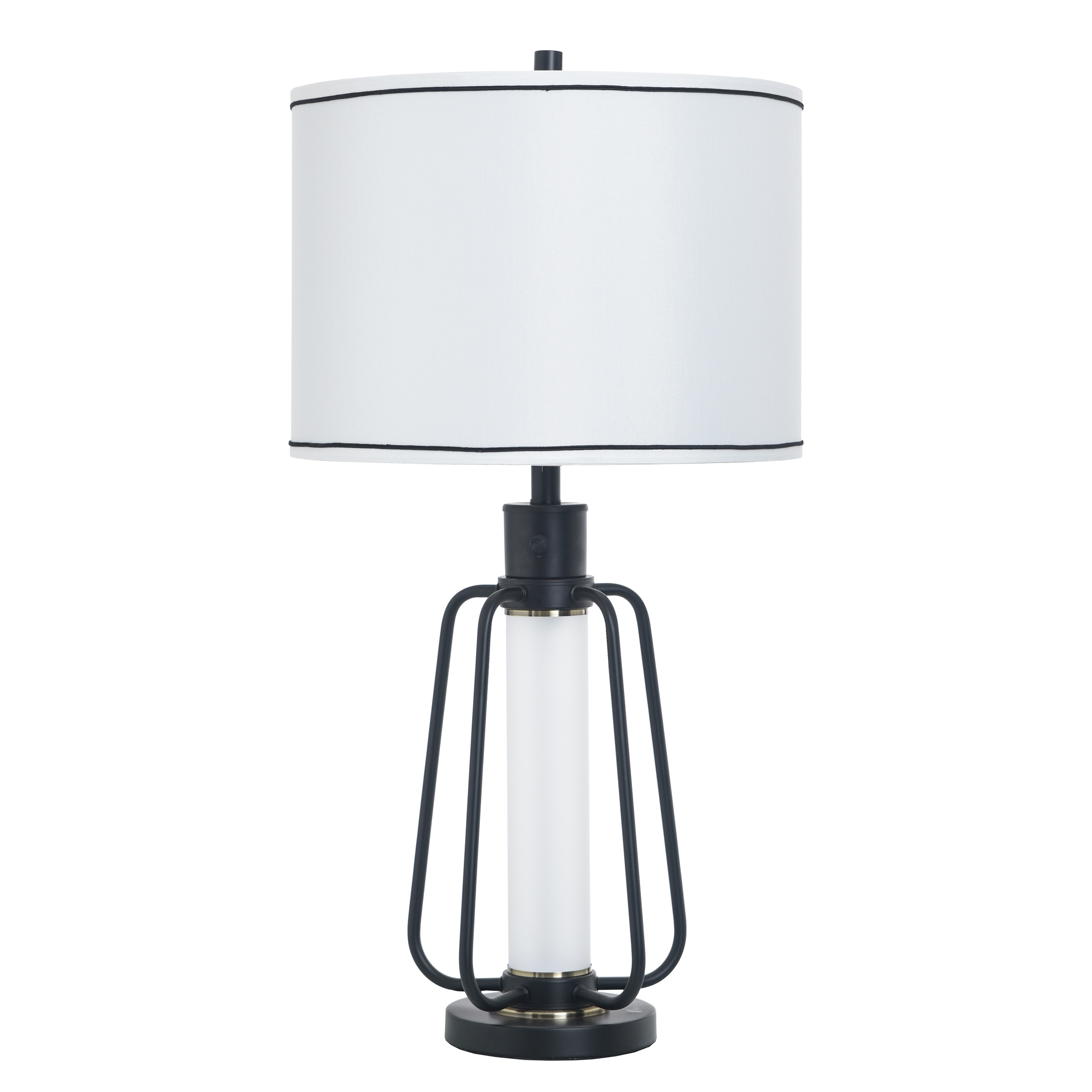 StyleCraft Steel Table Lamp with Nightlight - Breny - White Shade