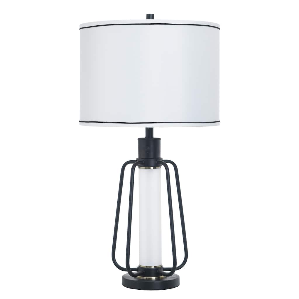 StyleCraft Steel Table Lamp with Nightlight - Breny - White Shade