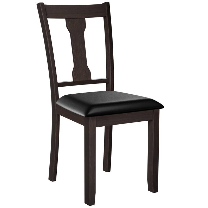 Set of 2 Dining Room Chair Coffee Rubber Wood Frame and Upholstered - See details