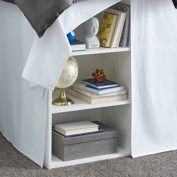 Nautica Solid Cotton White Twin Extra Long Dorm Bedskirt Panel Bed