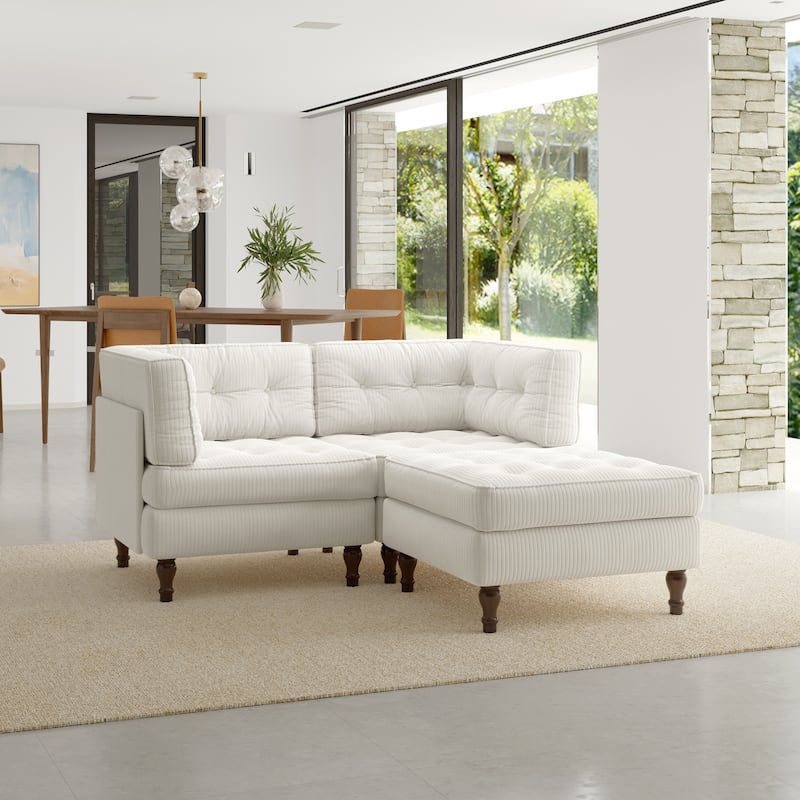 Oversized Sofa Corduroy Tufted Modular Sectional Set